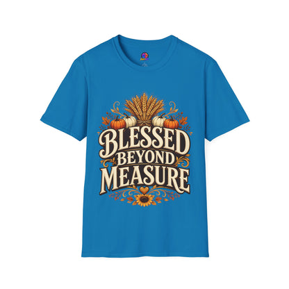 Blessed Beyond Measure T-Shirt — Fall Harvest Pumpkin & Wheat Tee