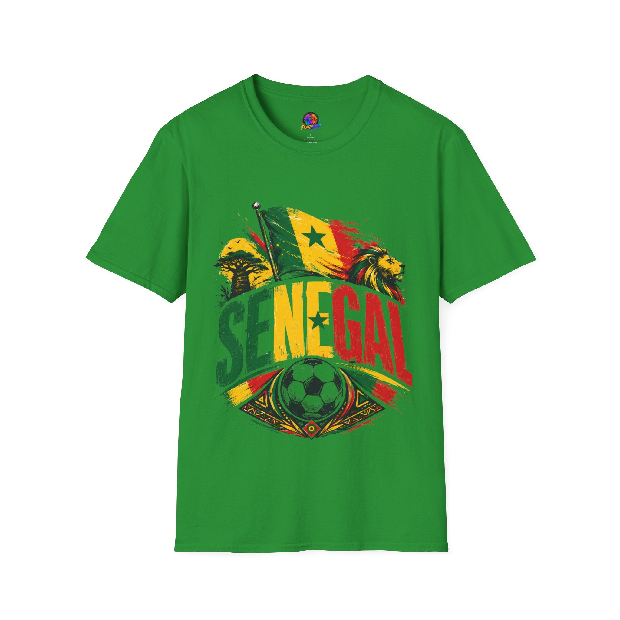 Senegal Flag Soccer T-Shirt — Lion & Football Pride Tee