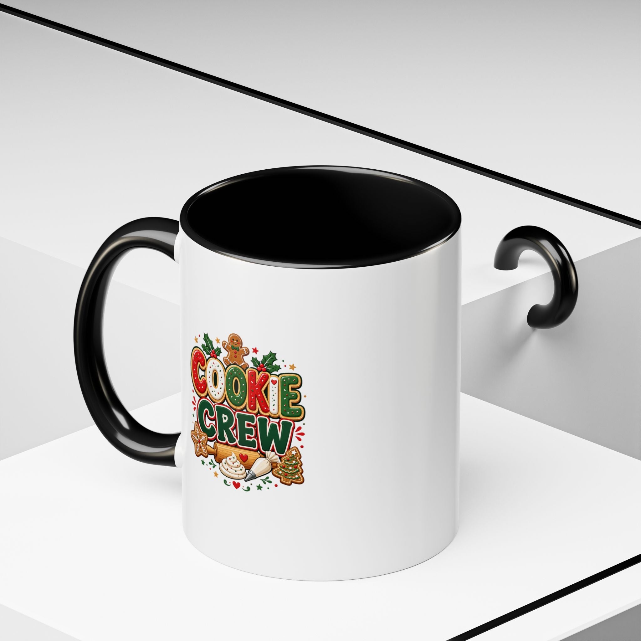 Cookie Crew Accent Coffee Mug — Holiday Gingerbread Christmas Coffee Cup