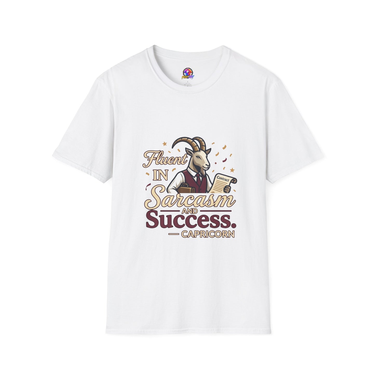 Capricorn Goat Graphic T-Shirt — "Fluent in Sarcasm & Success" Zodiac Tee