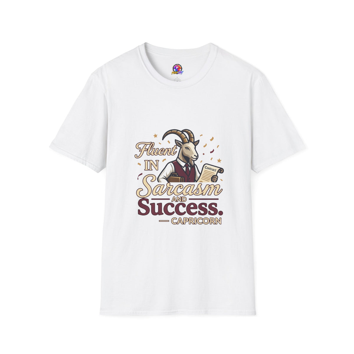 Capricorn Goat Graphic T-Shirt — "Fluent in Sarcasm & Success" Zodiac Tee