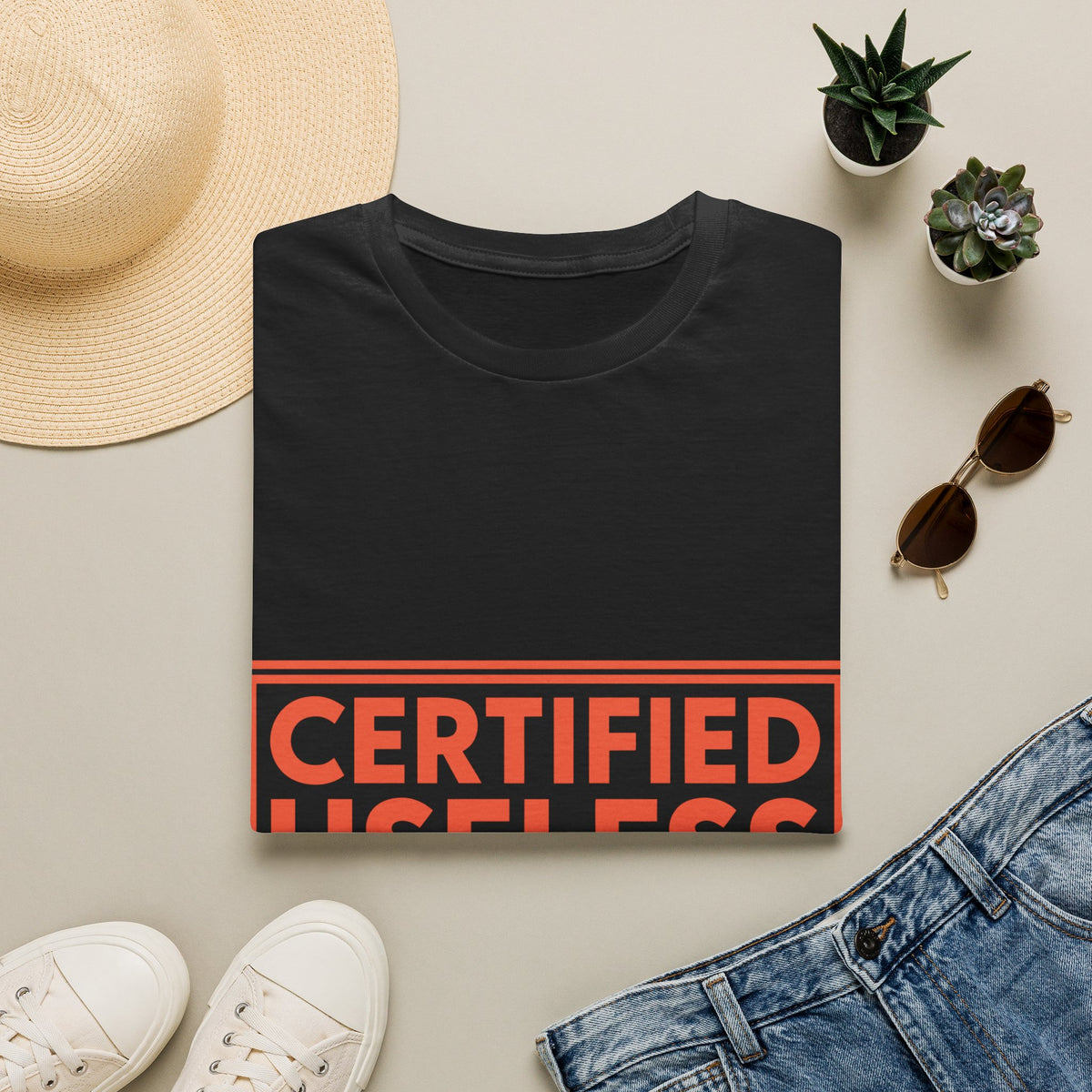"Certified Useless Human" Red Box Tee | Sarcastic Warning Label T-Shirt - Trending Now - September 2026