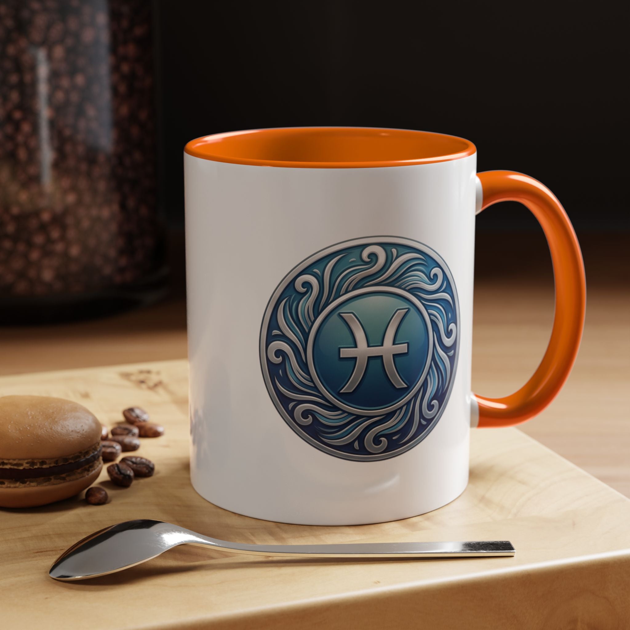 Pisces Zodiac Coffee Mug — Blue Astrological Symbol Accent Mug