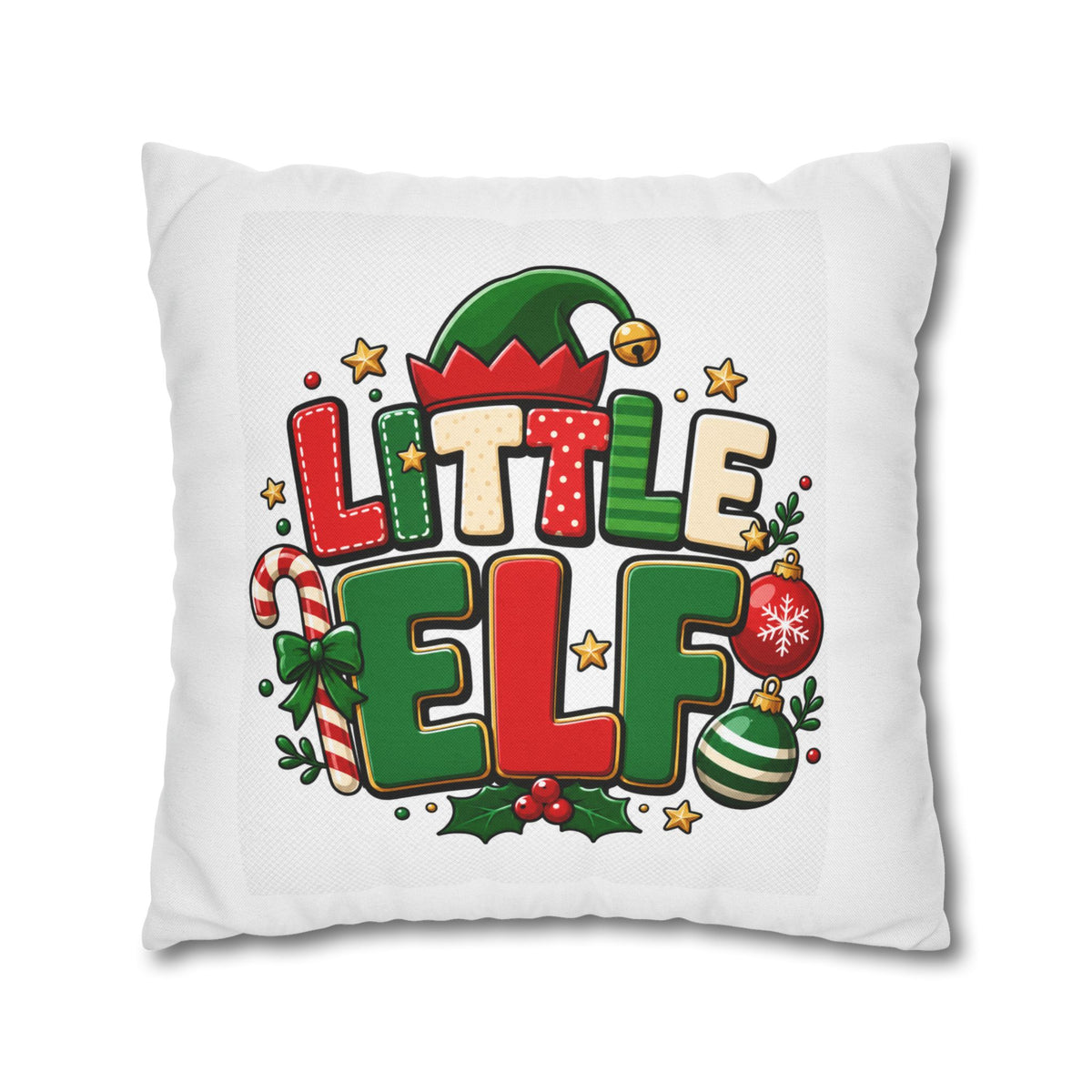 Little Elf Christmas Pillowcase — Cute Holiday Kids Decorative Pillow Cover