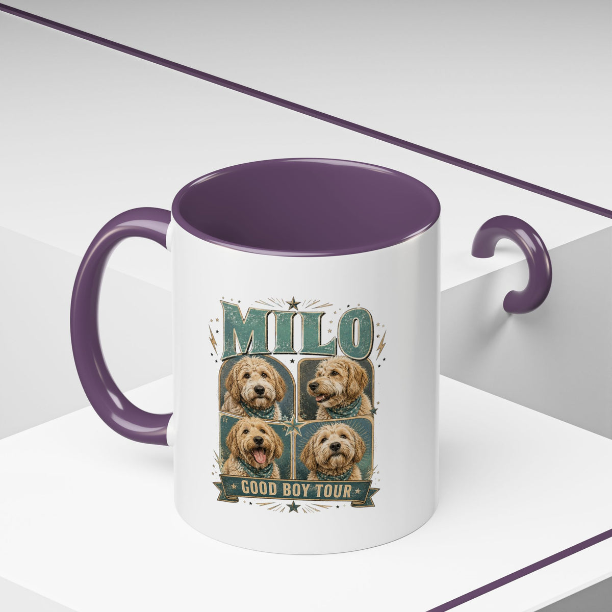 Milo Bailey Dog Dad Mom Milo 'Good Boy Tour' Accent Coffee Mug – Personalized Dog Lover Gift