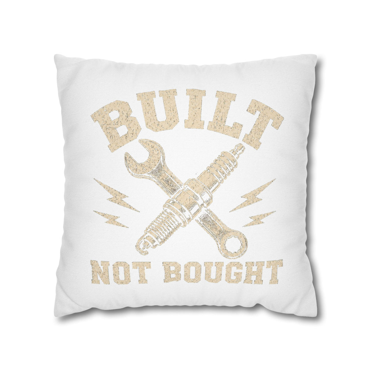 Built Not Bought Decorative Pillowcase Milo Bailey Dog Dad Mom — Rustic Mechanic Tool Accent