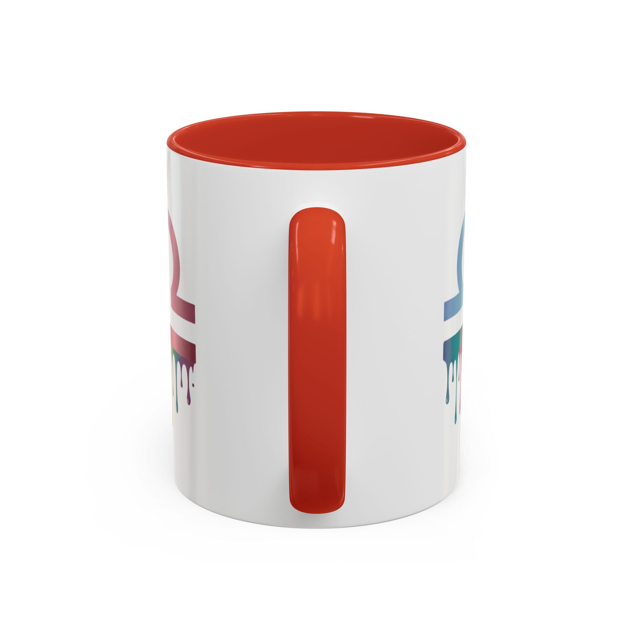 Libra Drip Accent Coffee Mug — Zodiac Symbol Rainbow Design