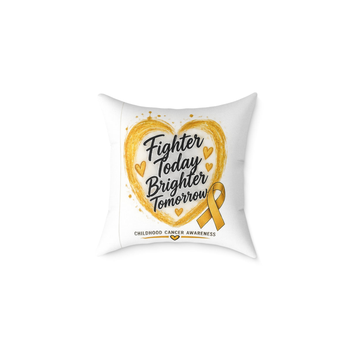 Childhood Cancer Awareness Pillow — "Fighter Today Brighter Tomorrow" Square Throw Pillow