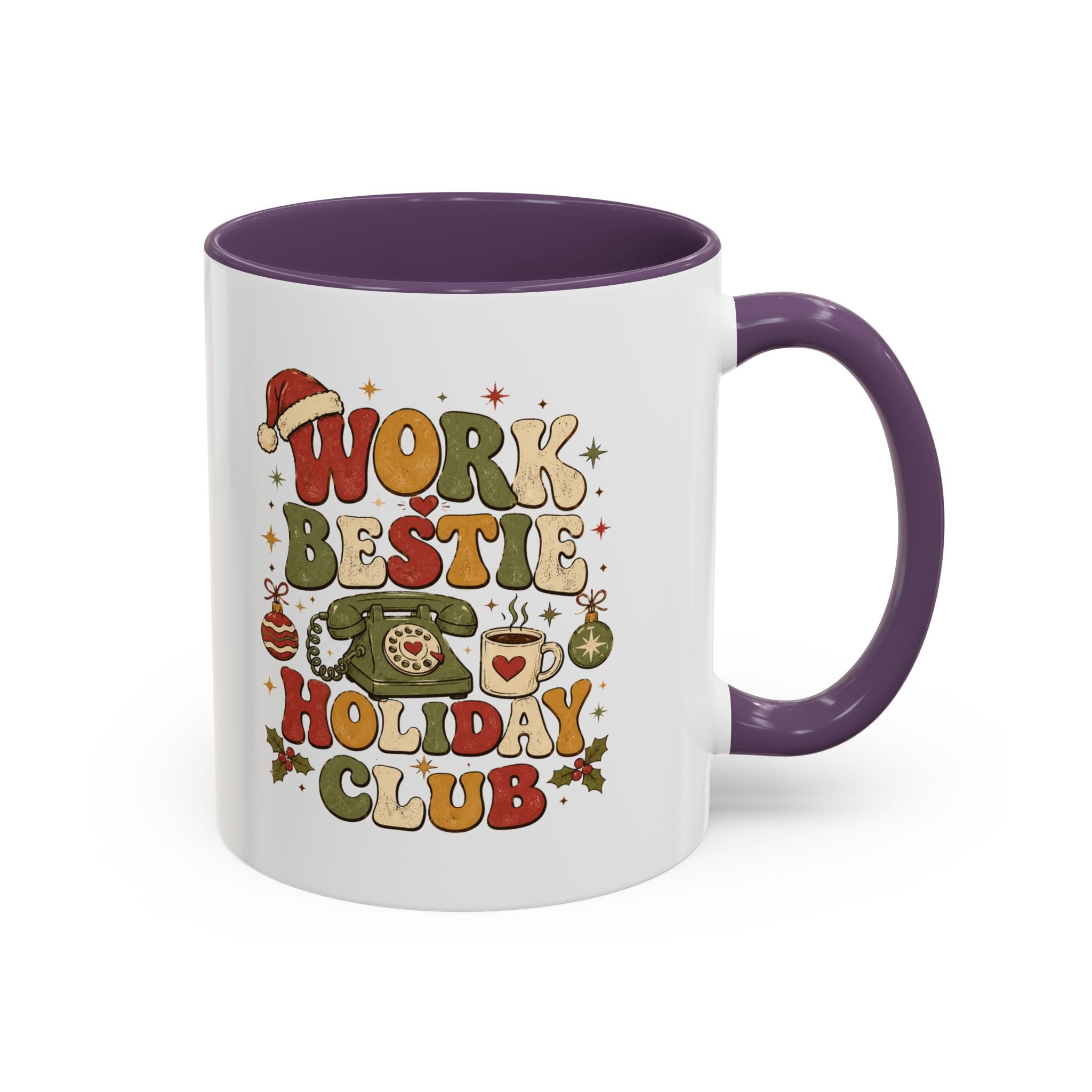 Modern Day Christmas Work Bestie Holiday Club Coffee Mug — Retro Christmas Accent Mug