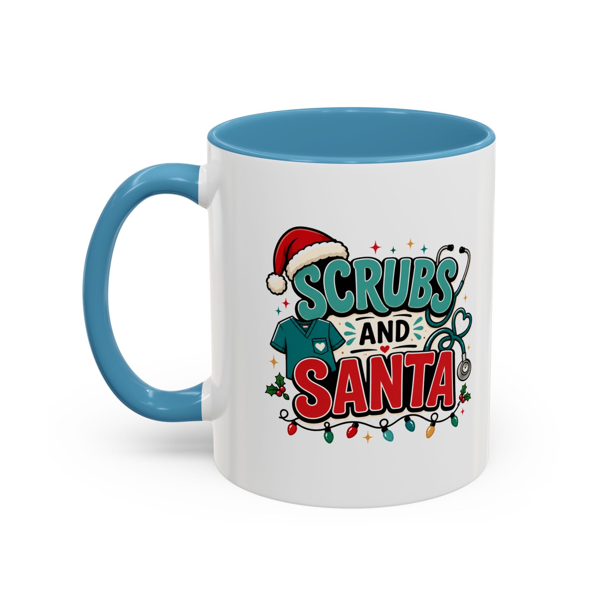 Modern Day Christmas Scrubs and Santa Coffee Mug — Funny Christmas Nurse Gift