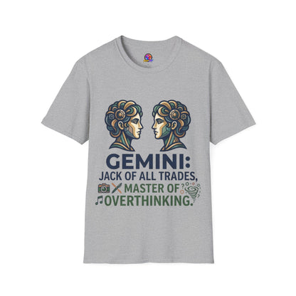 Gemini Zodiac T‑Shirt — Vintage Twins Astrology Tee ("Gemini: Jack of All Trades")
