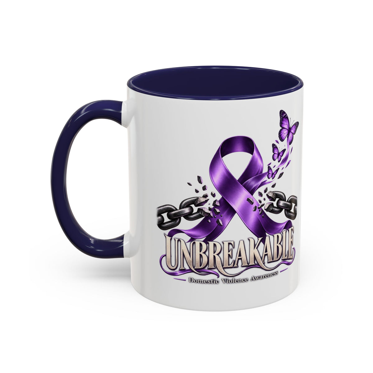 Unbreakable Purple Ribbon Coffee Mug —Domestic Violence Awareness Support Accent Mug