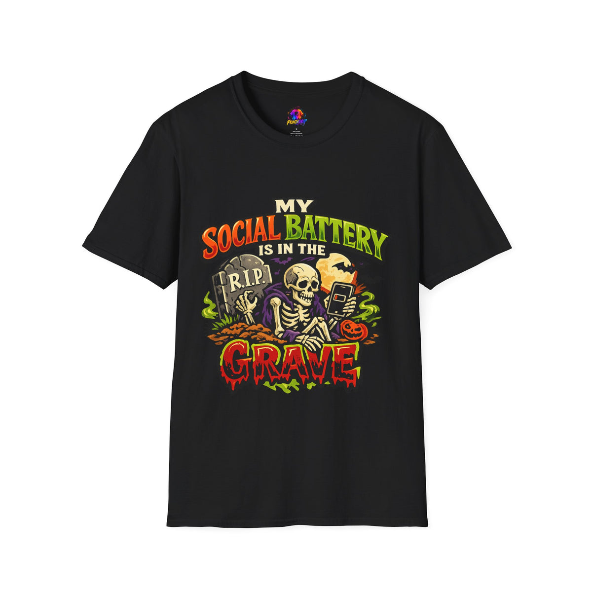 Halloween My Social Battery Unisex Softstyle T-Shirt