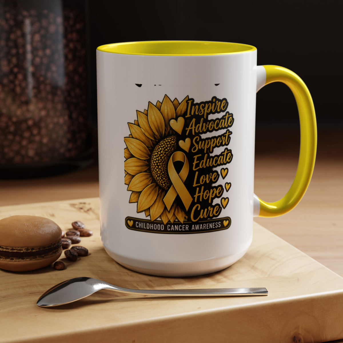 Childhood Cancer Awareness Sunflower Accent Coffee Mug (11/15oz)