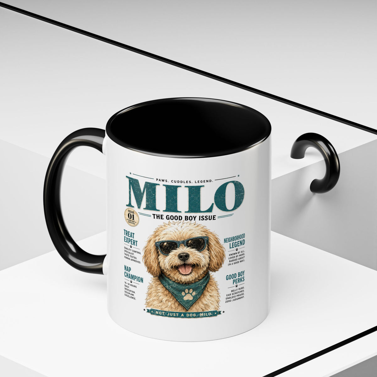 Milo Bailey Dog Dad Mom Milo Magazine-Style Accent Coffee Mug — Cute Dog Portrait
