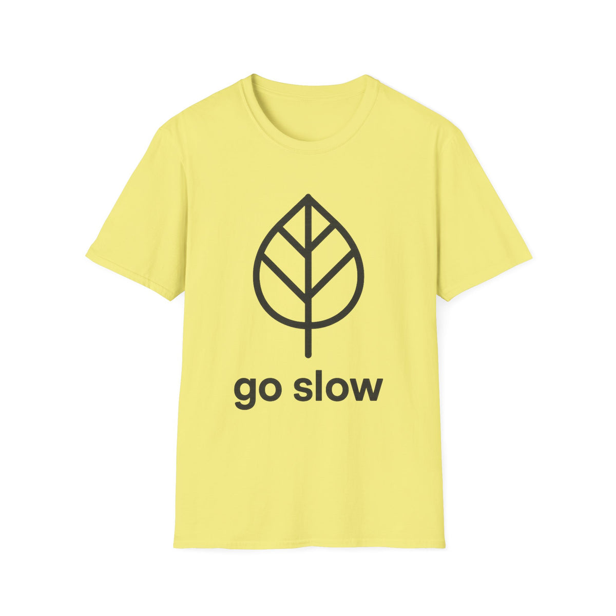 "Go Slow" Minimalist Leaf Graphic Tee - Aesthetic Slow Living Mindfulness White T-Shirt - Trending Now - September 2026