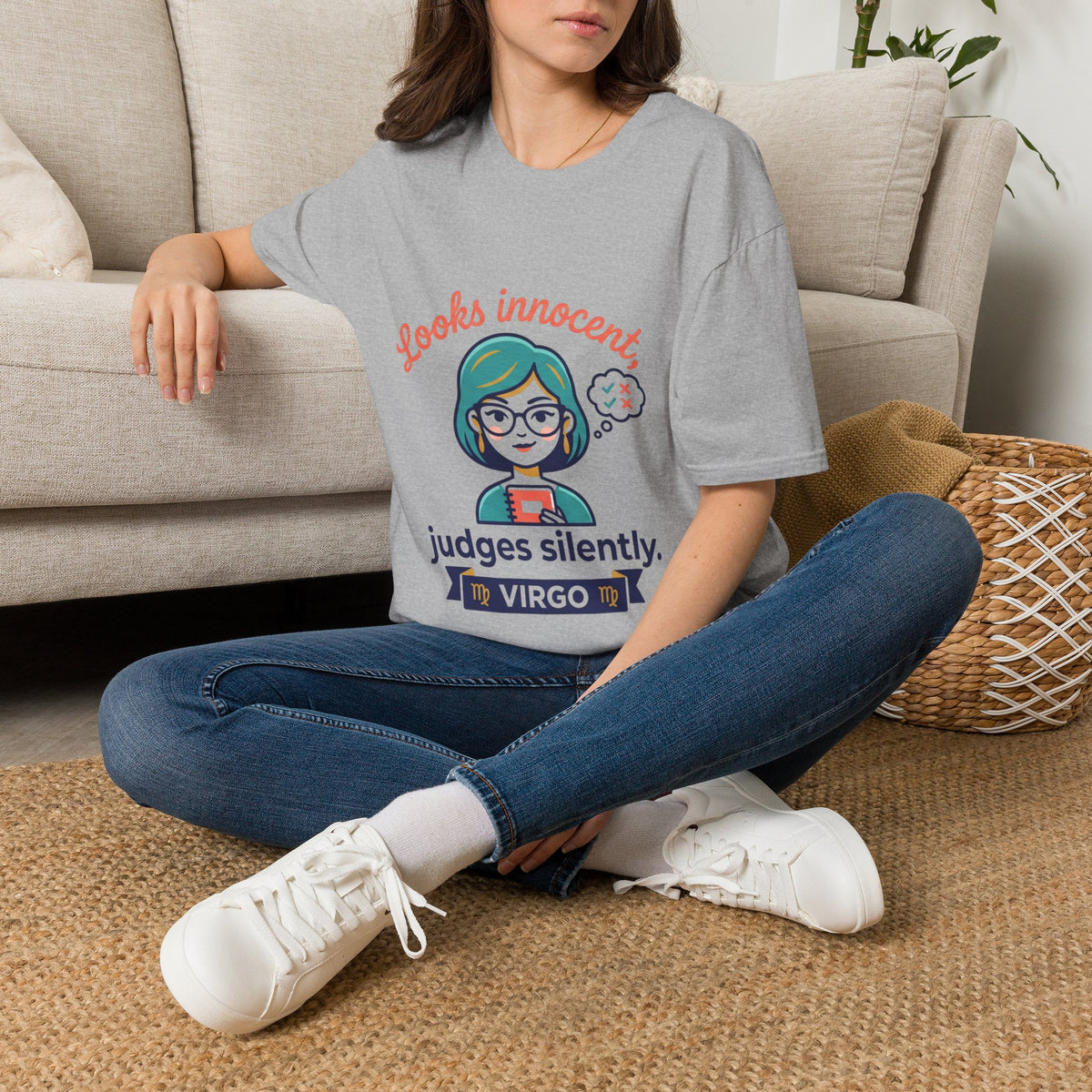 Looks Innocent Virgo T-Shirt — Funny Zodiac Graphic Tee for Virgo Women