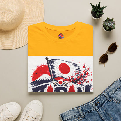 Japan Soccer T-Shirt — Japanese Flag & Cherry Blossom Football Graphic