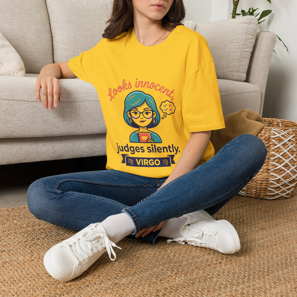 Looks Innocent Virgo T-Shirt — Funny Zodiac Graphic Tee for Virgo Women