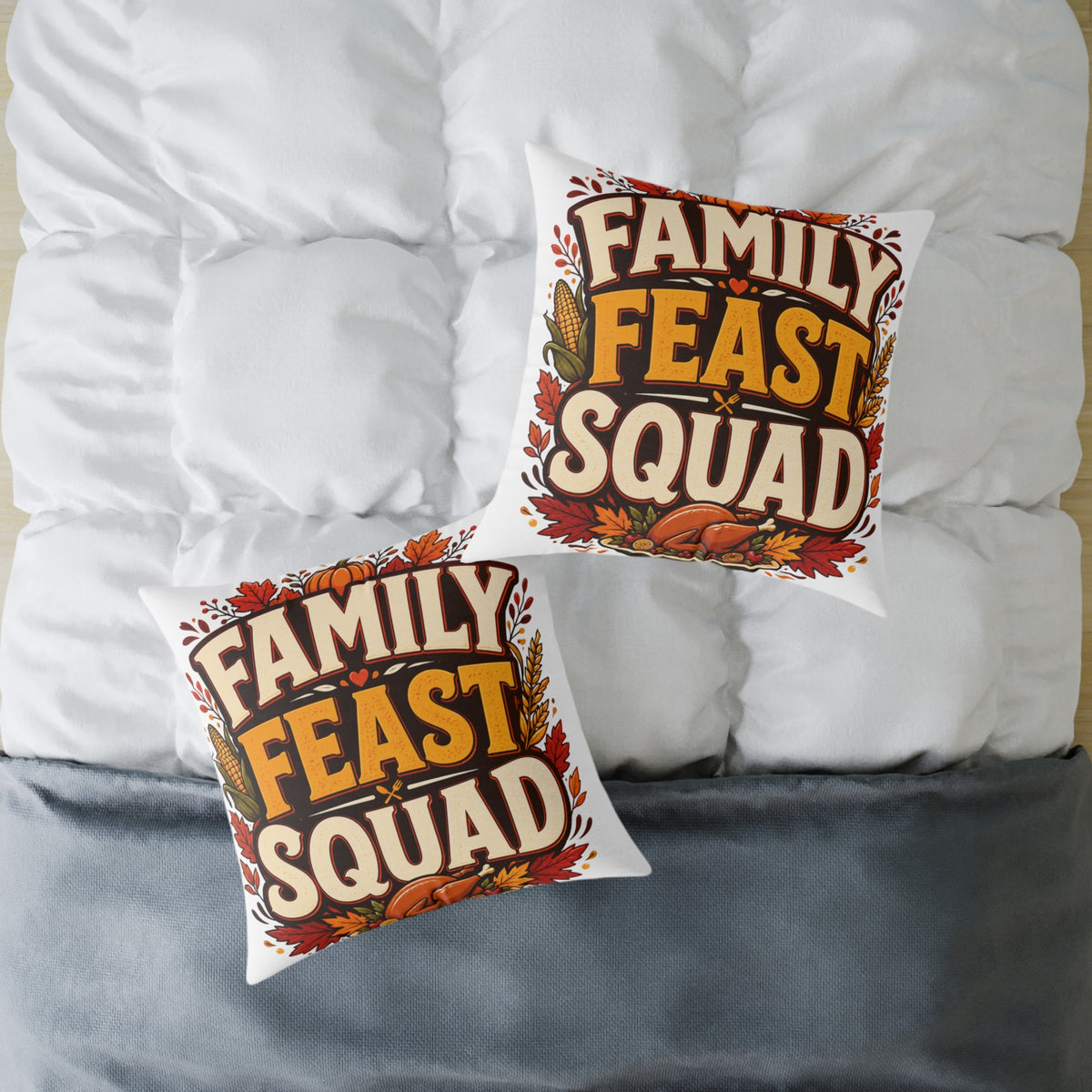Thanksgiving Family Feast Squad Pillow — Thanksgiving Decorative Throw Pillow