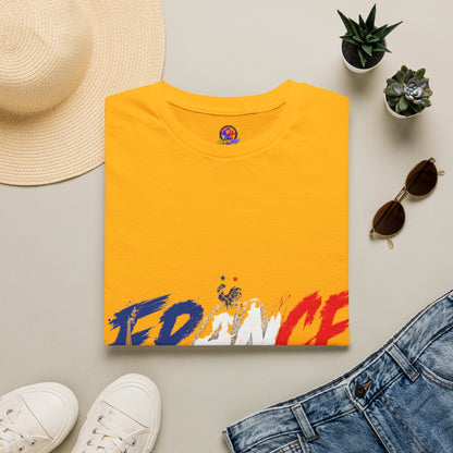 France Brushstroke Graphic T-Shirt — Tricolor Soccer/Travel Fan Tee