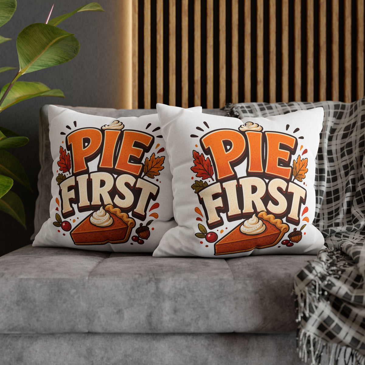 Thanksgiving Pie First Decorative Pillowcase — Thanksgiving Autumn Pie Throw Pillow Cover