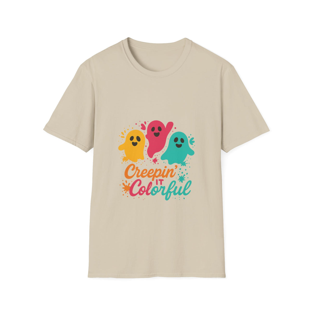 Colorful Creepin' Ghosts Tee — Cute Halloween Shirt - Trending Now - October 2026