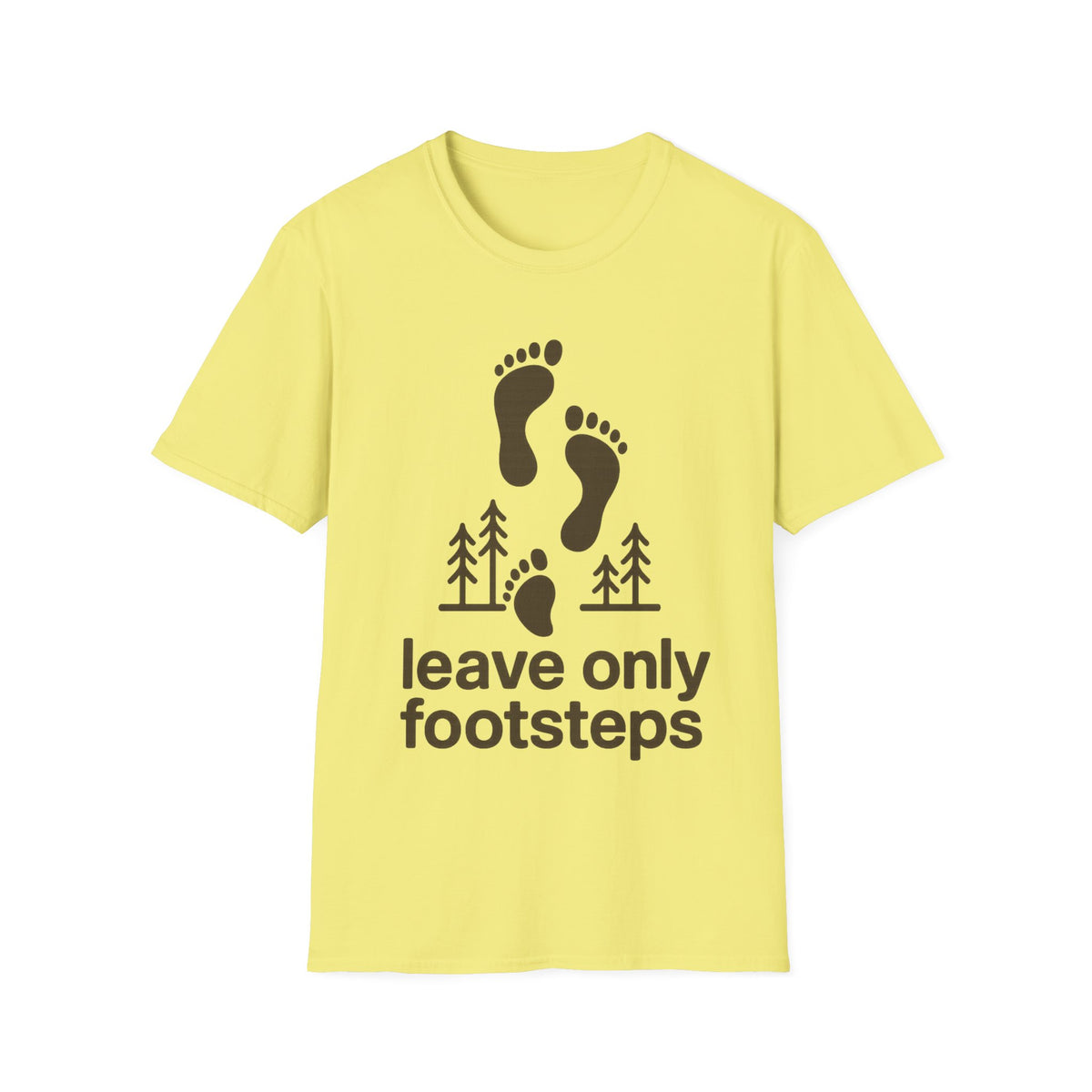 "Leave Only Footsteps" Minimalist Outdoor Graphic Tee - Aesthetic Eco Friendly Nature White T-Shirt - Trending Now - September 2026