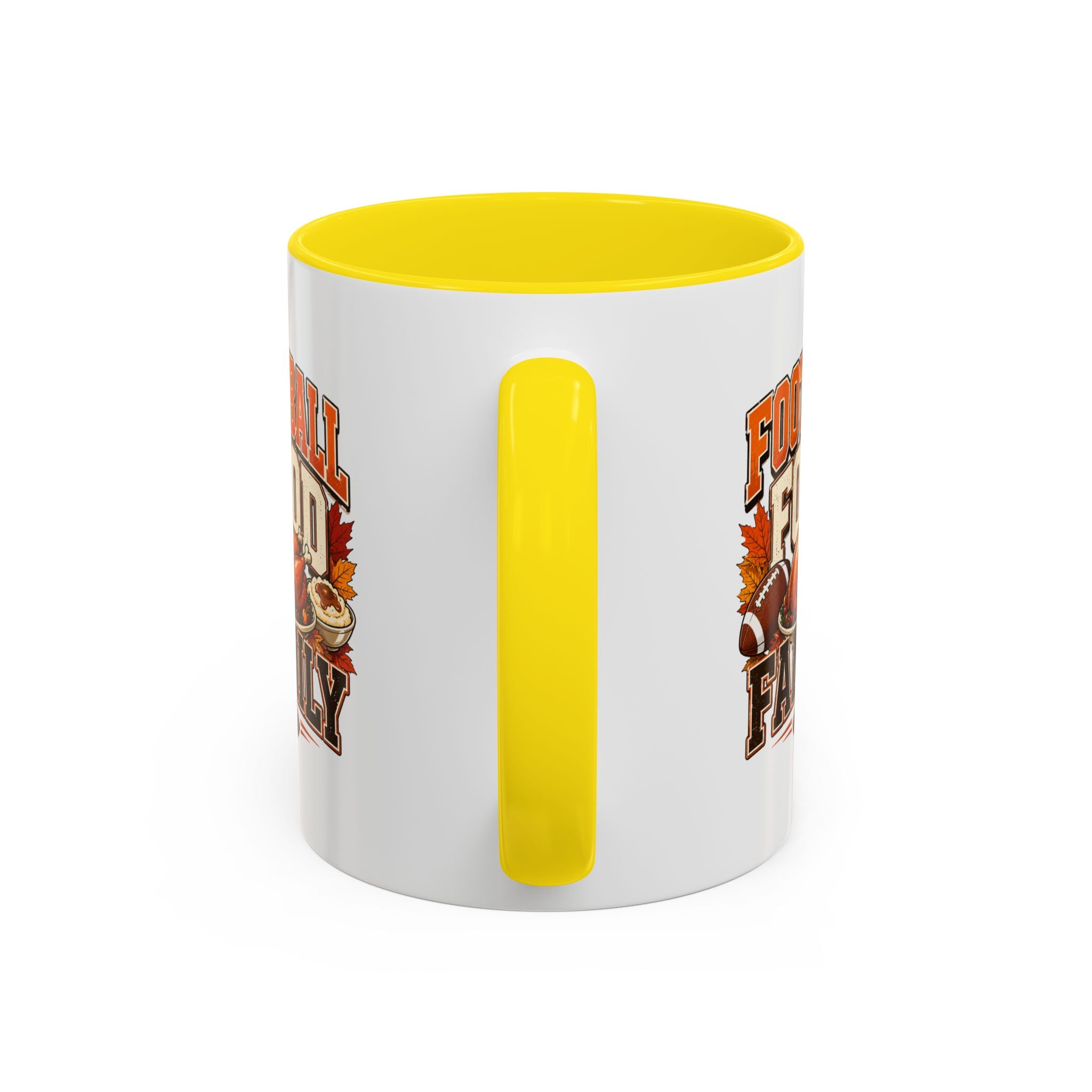 Thanksgiving Mug Football, Food & Family Coffee Mug — Thanksgiving Game Day Accent Mug