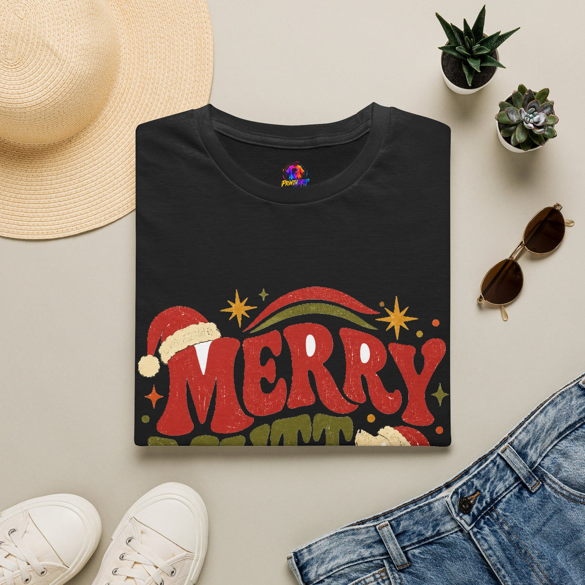 Merry Mutt Club T-Shirt — Retro Christmas Dog Lover Tee