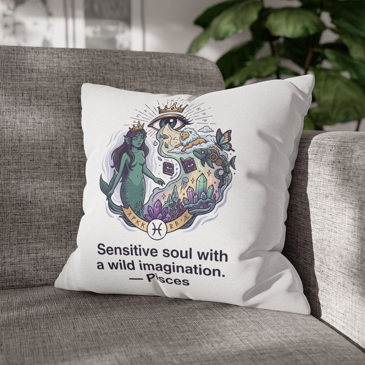 Pisces Zodiac Pillowcase — "Sensitive soul with a wild imagination" Decorative Throw Pillow Cover