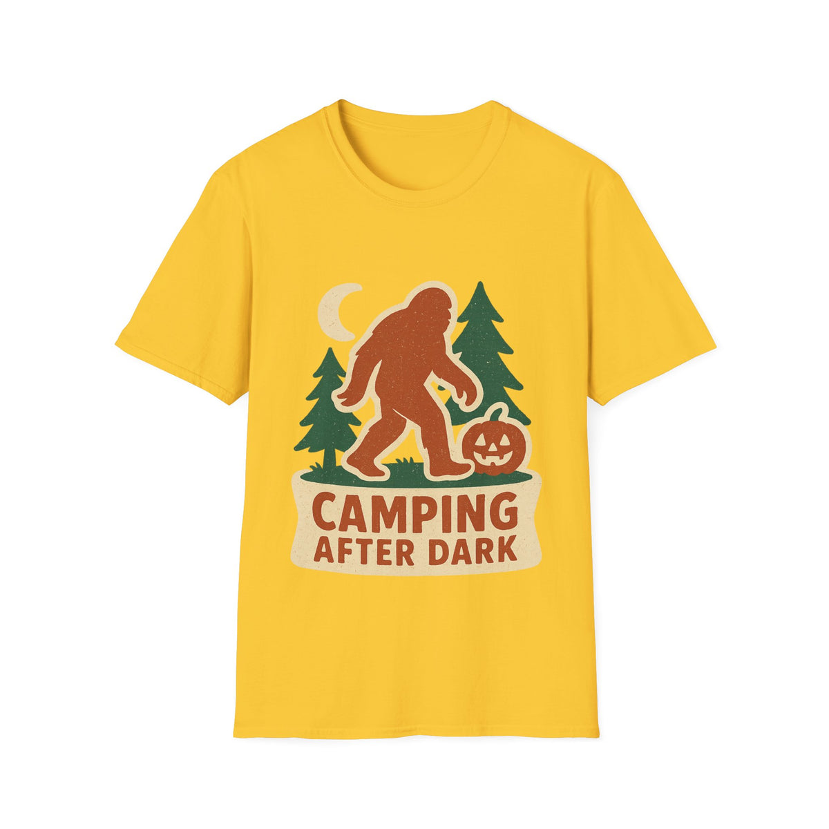 Camping After Dark T‑Shirt — Retro Bigfoot Camp Graphic Tee - Trending Now - August 2026