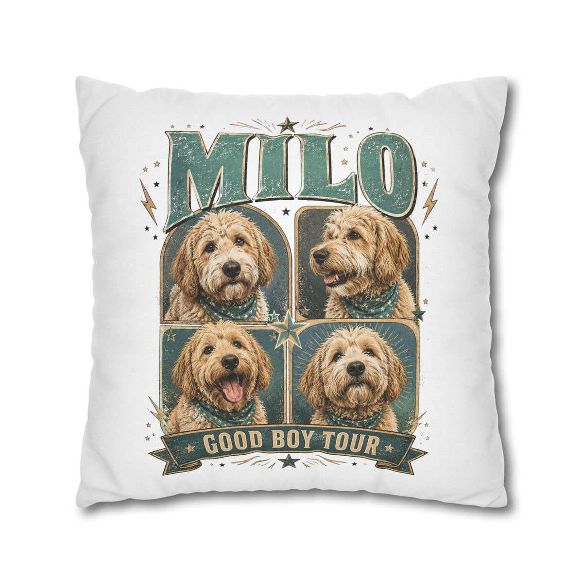 Milo "Good Boy Tour" Dog Photo Pillowcase Milo Bailey Dog Dad Mom