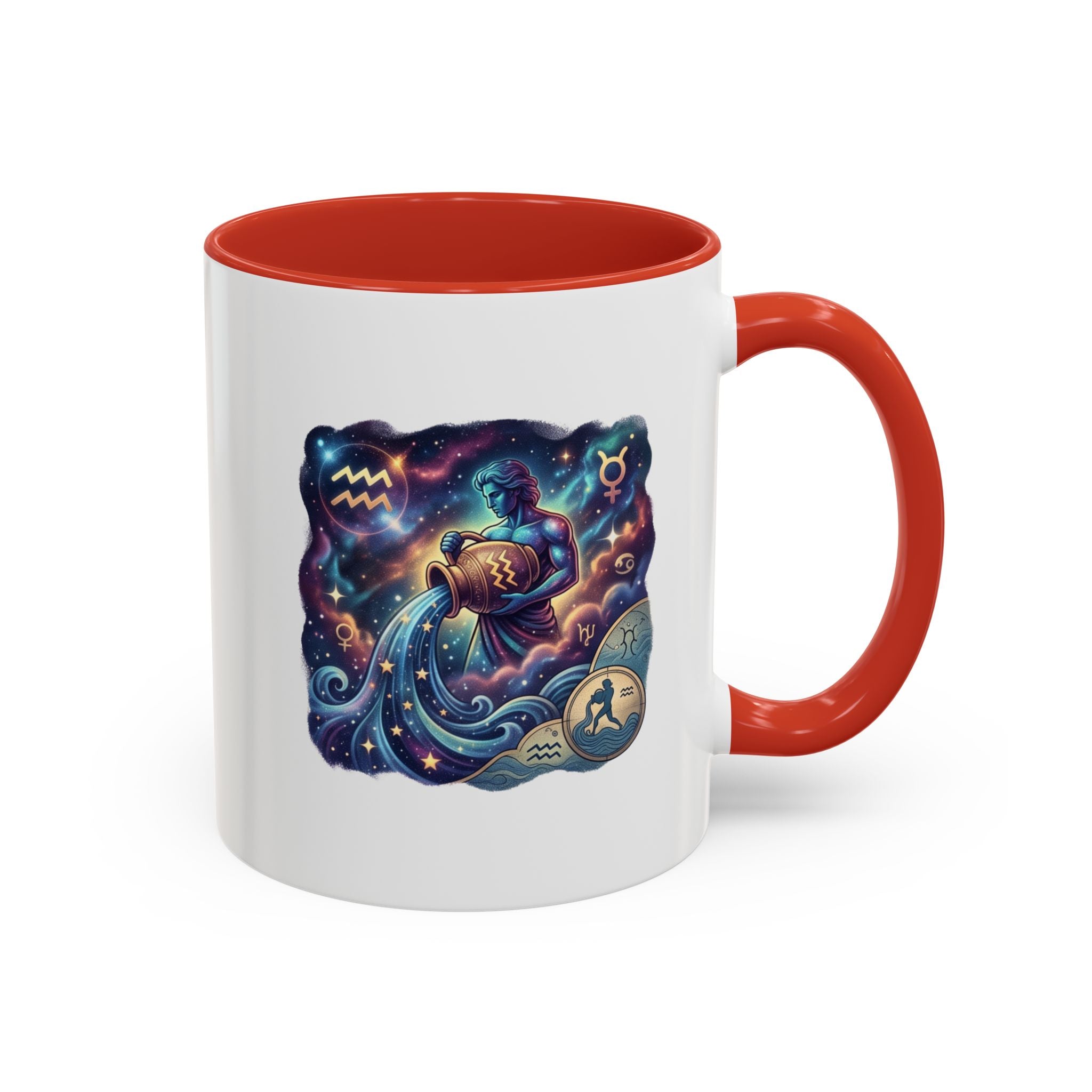 Aquarius Zodiac Coffee Mug — Celestial Water Bearer Accent Mug