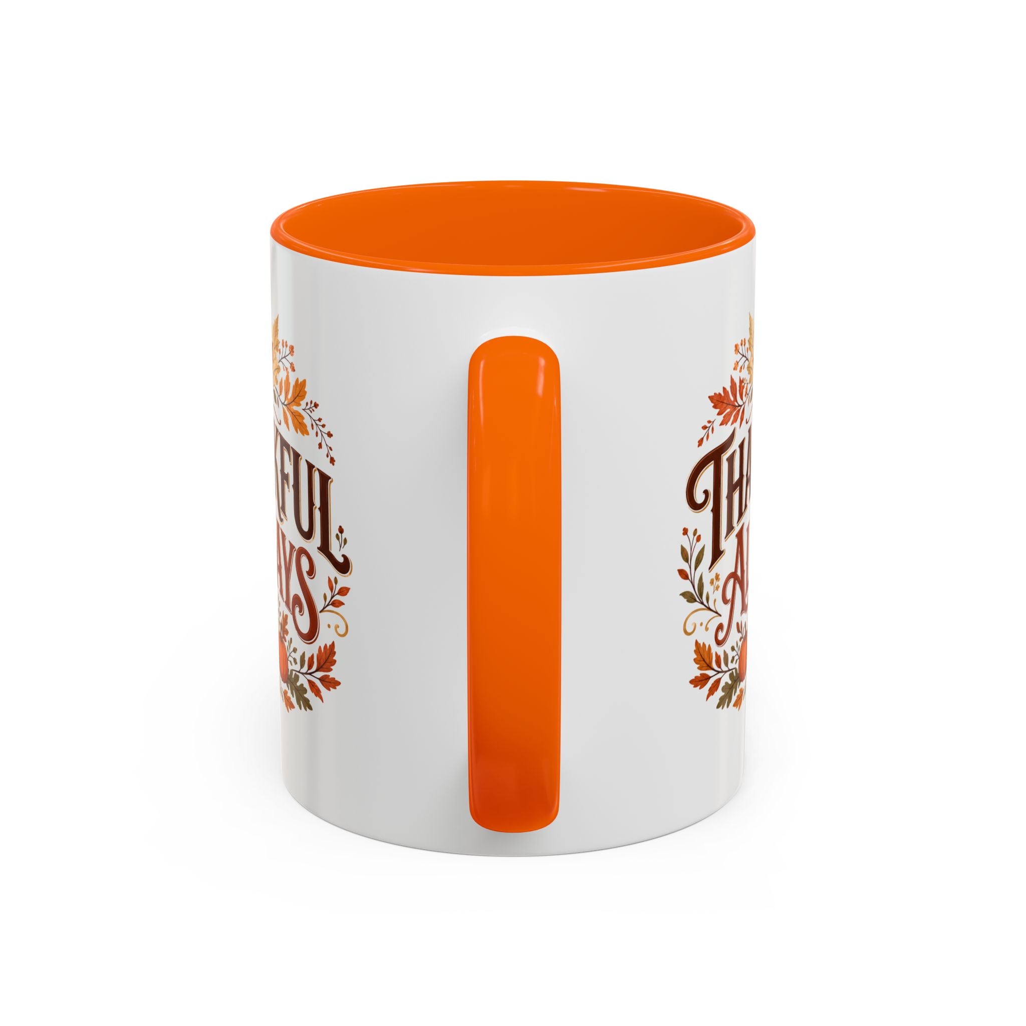 Thanksgiving Mug Thankful Always Accent Coffee Mug — Fall Pumpkin & Leaves Thanksgiving Gift