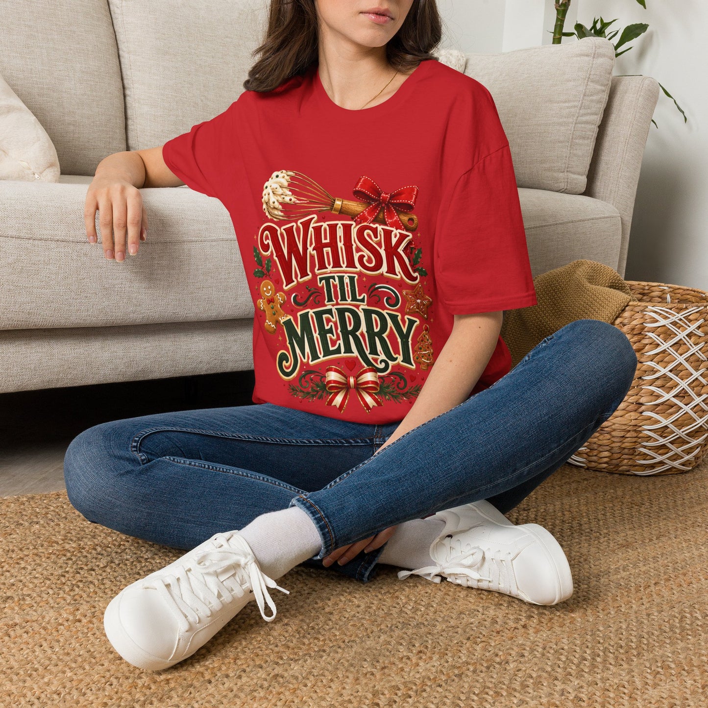 Christmas Baking T-Shirt — "Whisk 'Til Merry" Holiday Tee