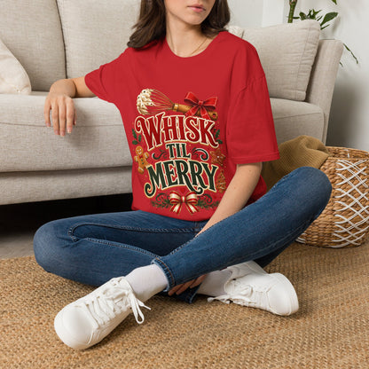 Christmas Baking T-Shirt — "Whisk 'Til Merry" Holiday Tee