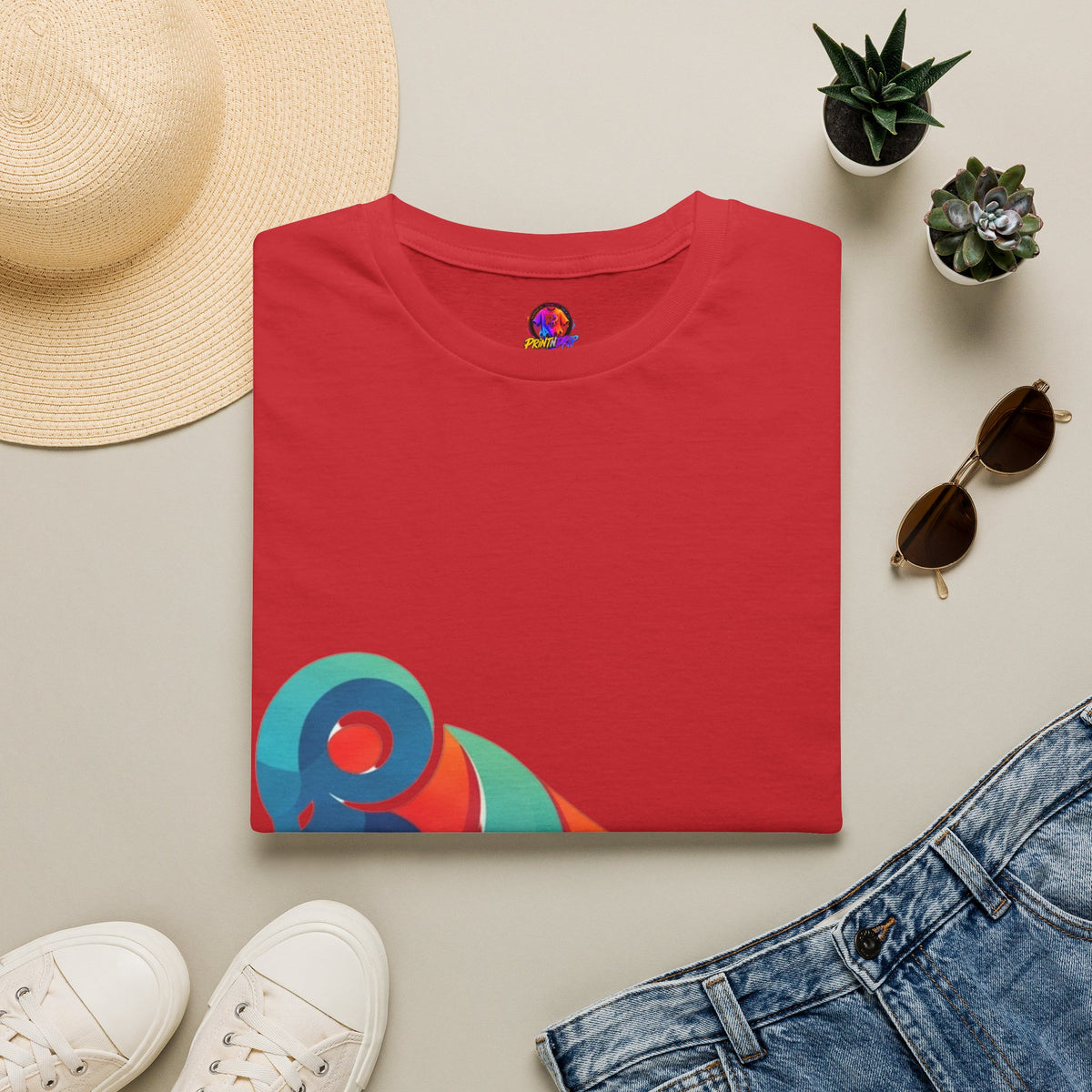 Ram Graphic T-Shirt — Colorful Geometric Sheep/Goat Art