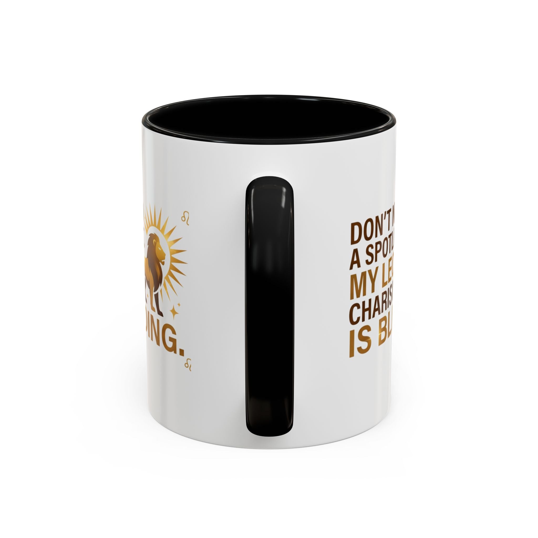 Leo Horoscope Coffee Mug — “My Leo Charisma Is Blinding” Accent Mug