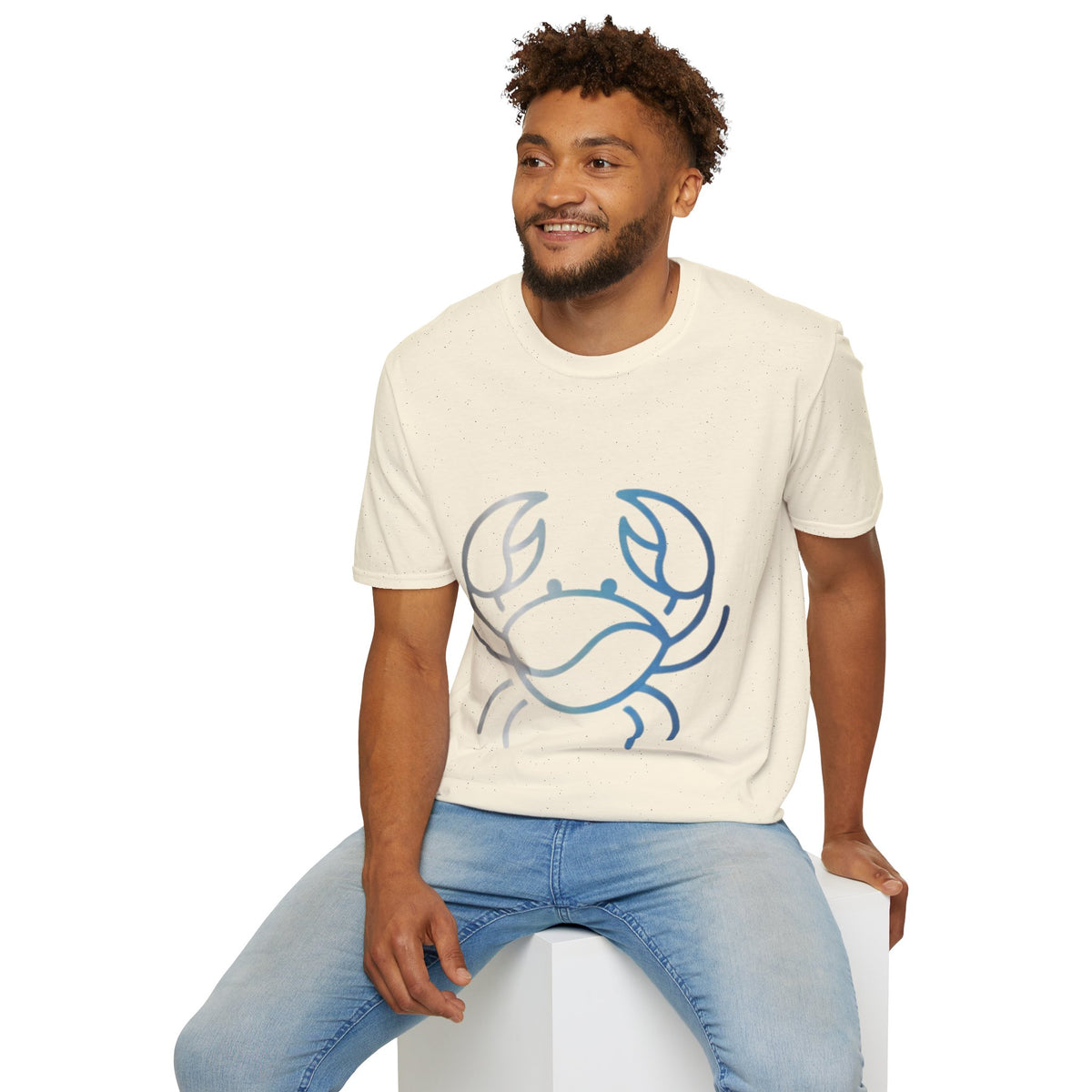Crab Graphic T-Shirt — Coastal Blue Minimalist Beach Tee