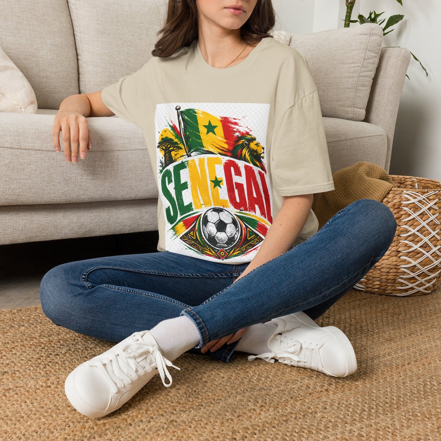 Senegal Flag Soccer T-Shirt — Lion & Football Pride Tee
