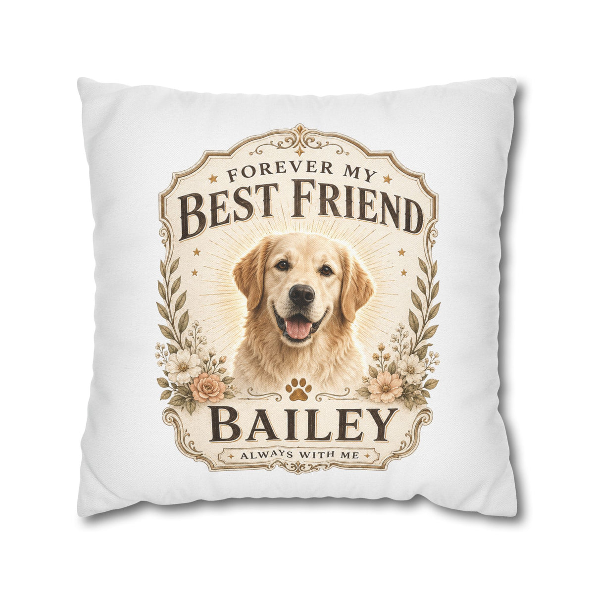 Personalized Dog Pillowcase  Milo Bailey Dog Dad Mom— "Forever My Best Friend" Custom Pet Name Cushion Cover