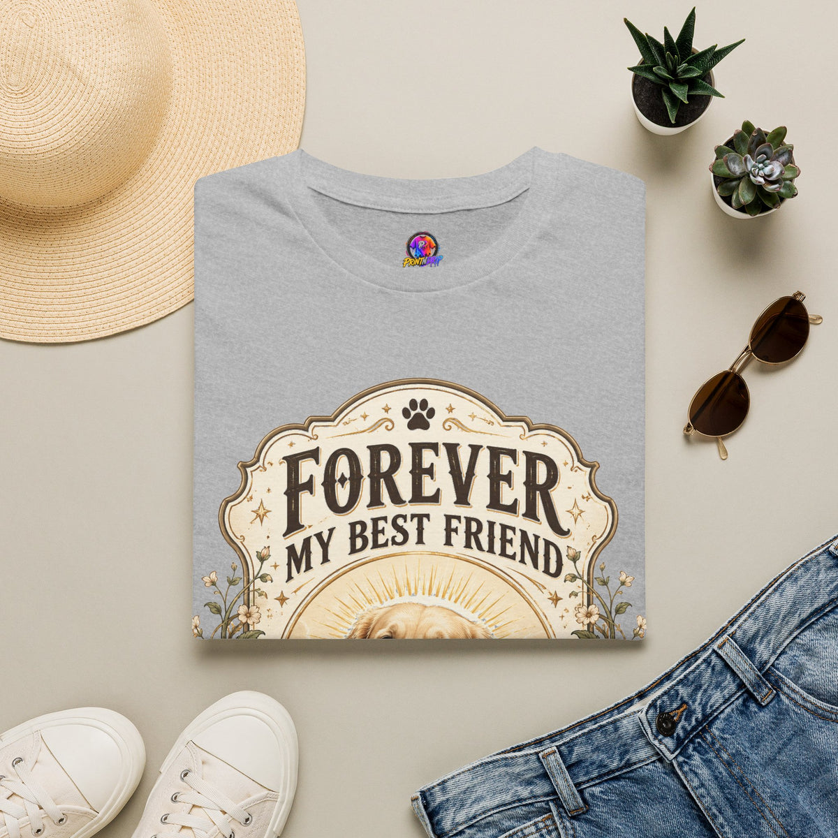 Dog Memorial T-Shirt — "Forever My Best Friend" Personalized Pet Tribute Tee