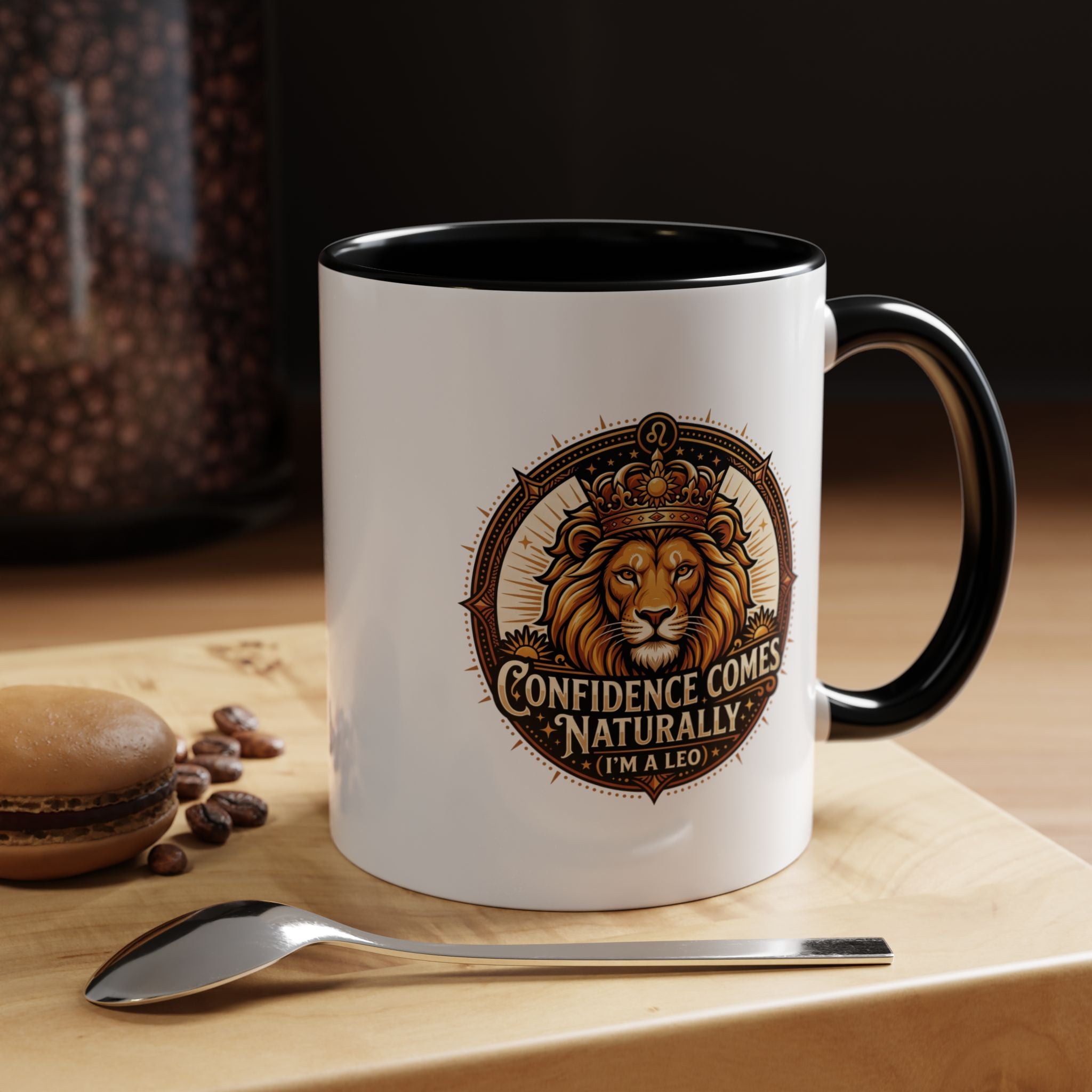 Lion Zodiac Coffee Mug - "Confidence Comes Naturally" Accent Mug (11/15oz)