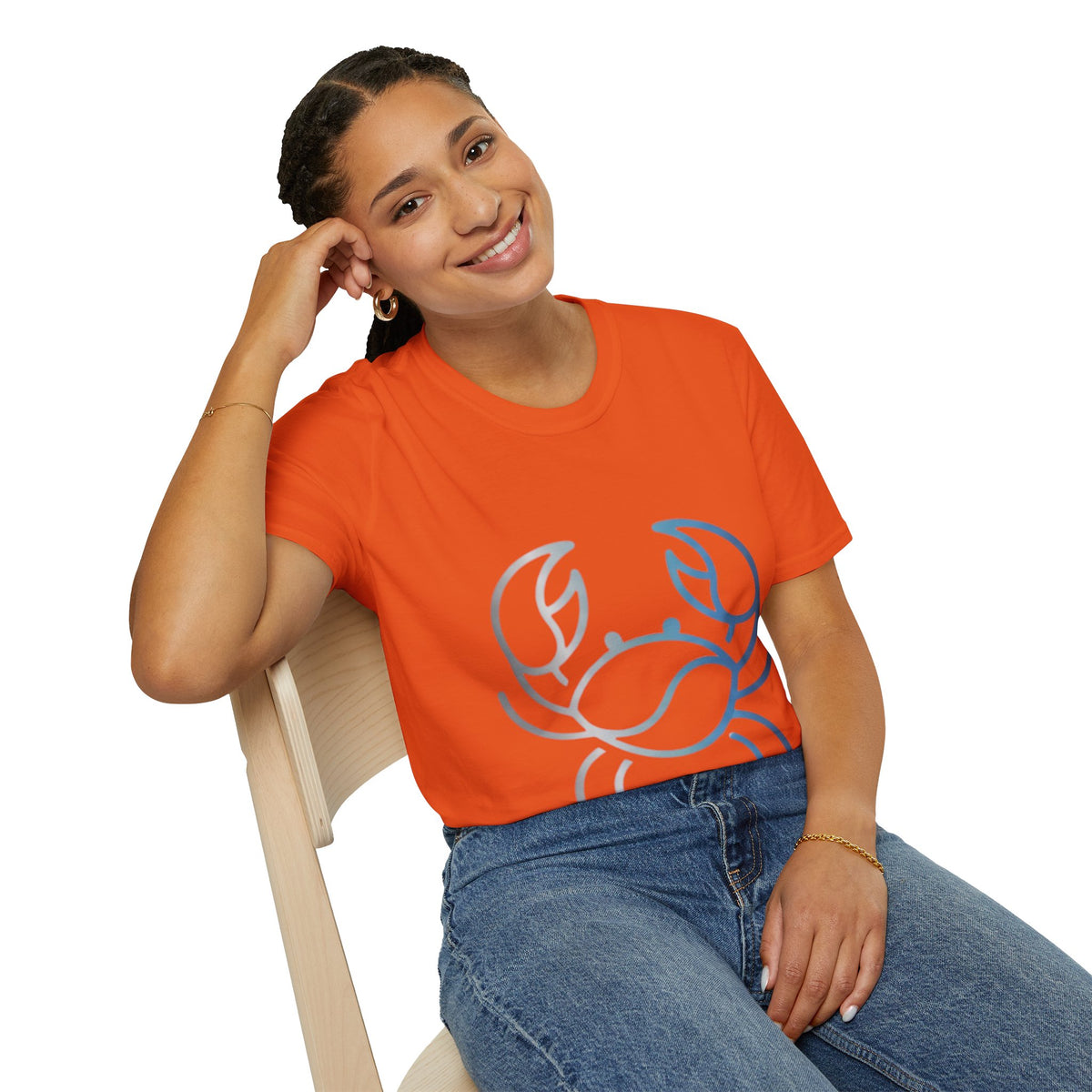 Crab Graphic T-Shirt — Coastal Blue Minimalist Beach Tee