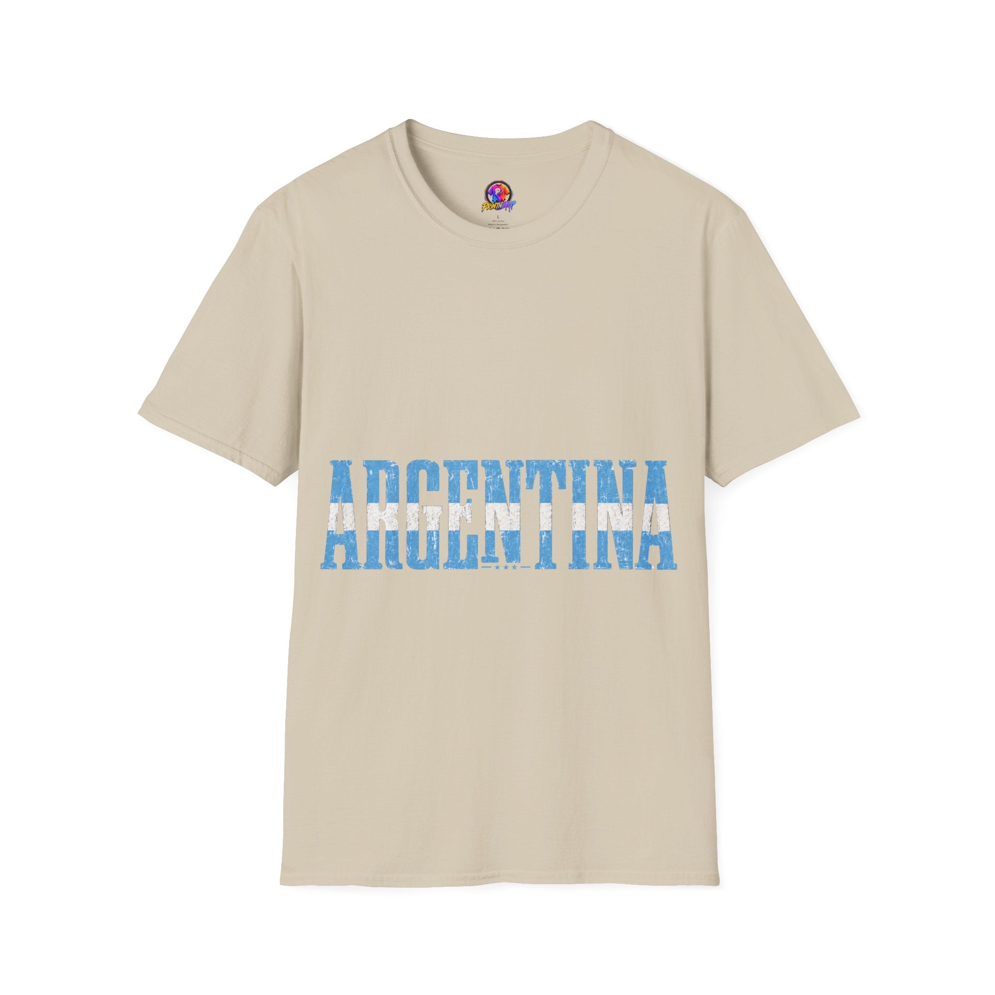 Argentina Stencil Tee — Horizontal Blue Text Argentina T-Shirt