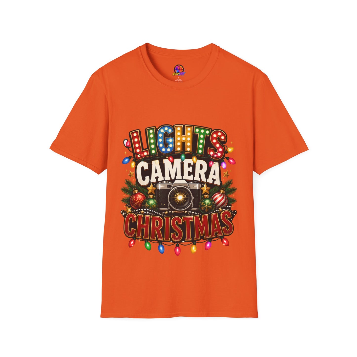 Lights Camera Christmas T-Shirt — Retro Marquee Holiday Tee