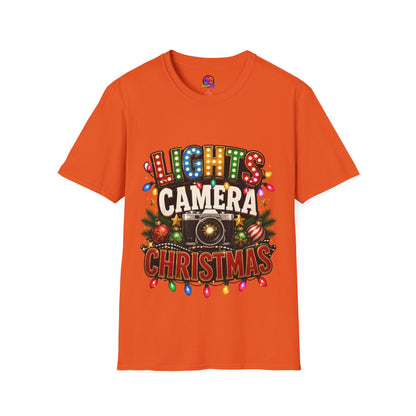 Lights Camera Christmas T-Shirt — Retro Marquee Holiday Tee