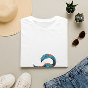 Aesthetic Abstract Blue Cat Artistic Illustration White Graphic Tee - Trending Now - September 2026