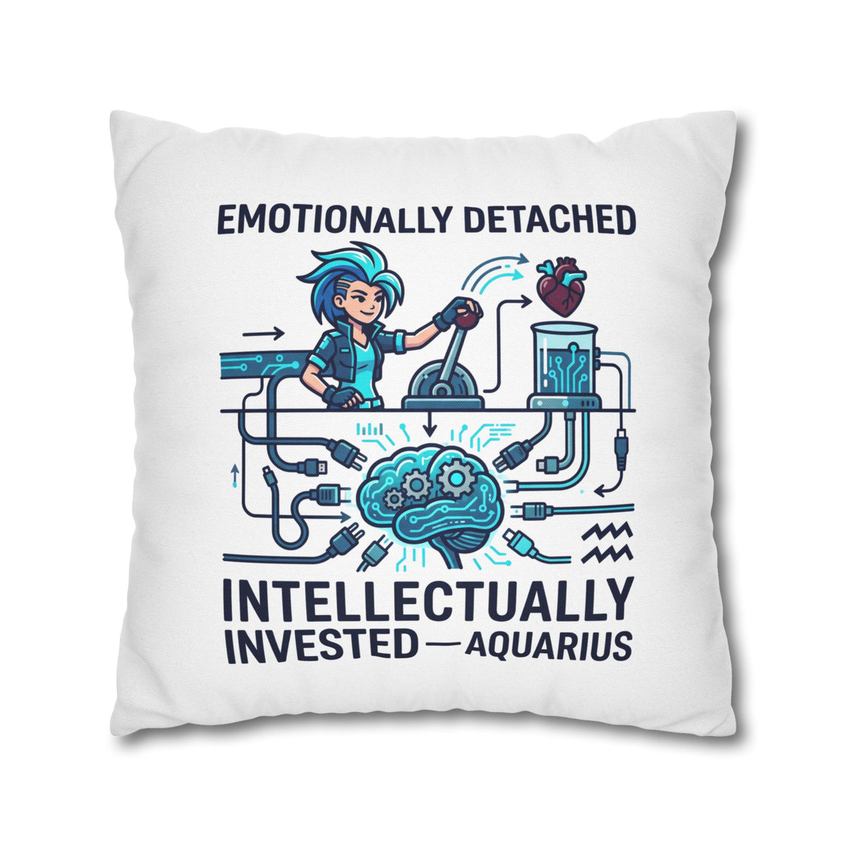 Aquarius Zodiac Spun Polyester Square Pillowcase